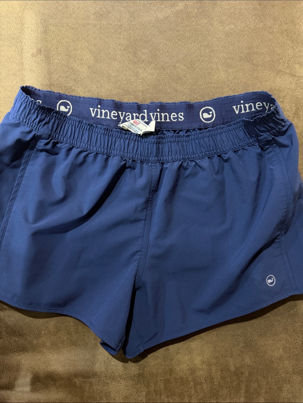 Vineyard Vines Women's Navy Athletic Shorts with Logo Waistband